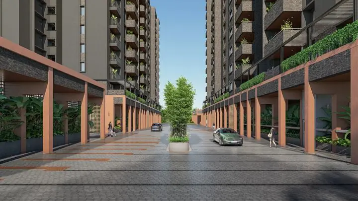 Driveway between the towers